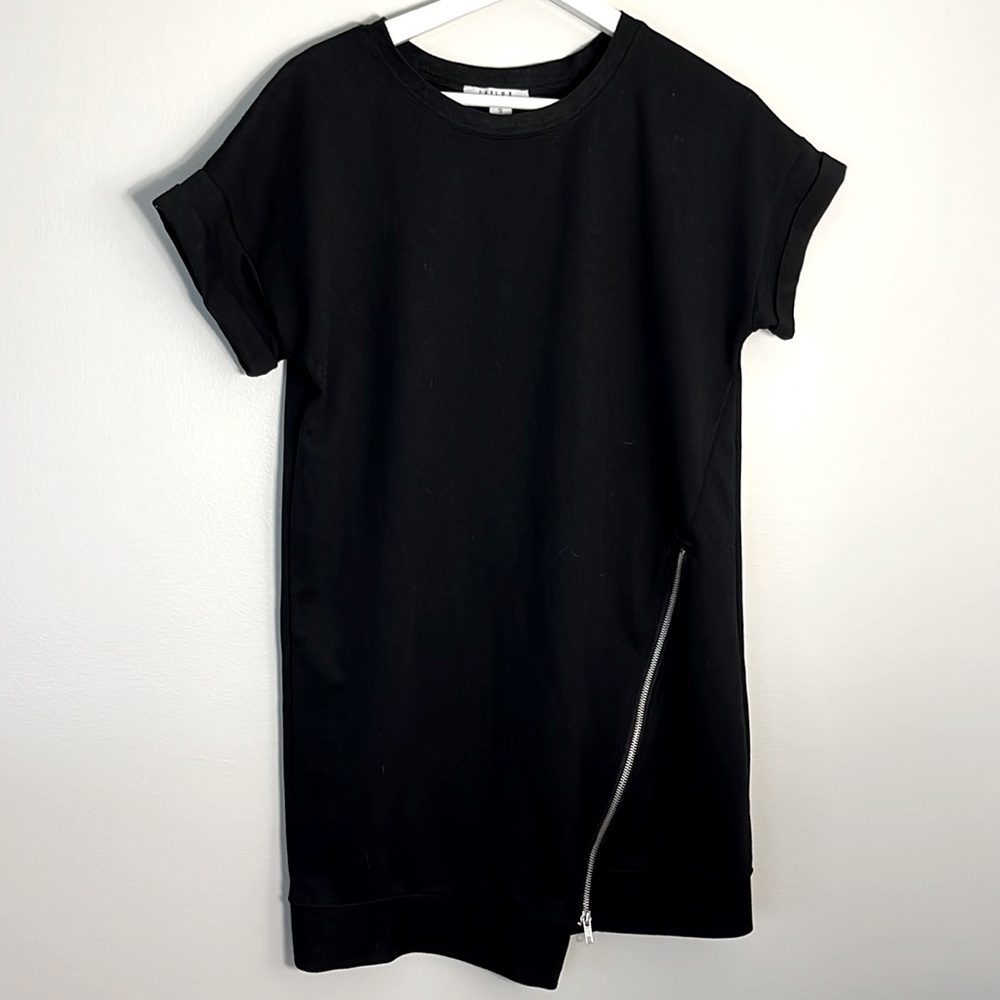 Favlux FASHION BLACK DRESS/ANGLED ZIPPER•SIZE SMALL•MINIMALIST CLOSET